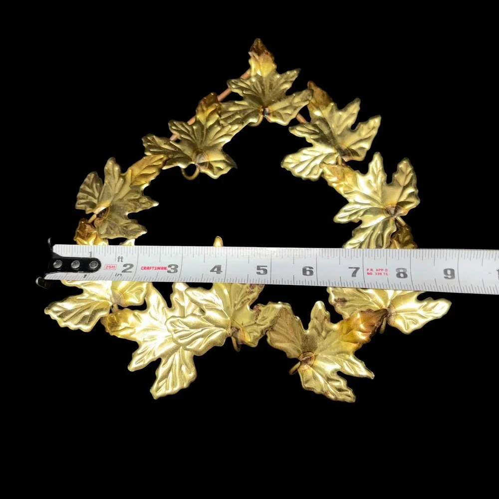 Vtg Homco Brass Ivy Leaf Heart Wreath Wall Plaque Hanging